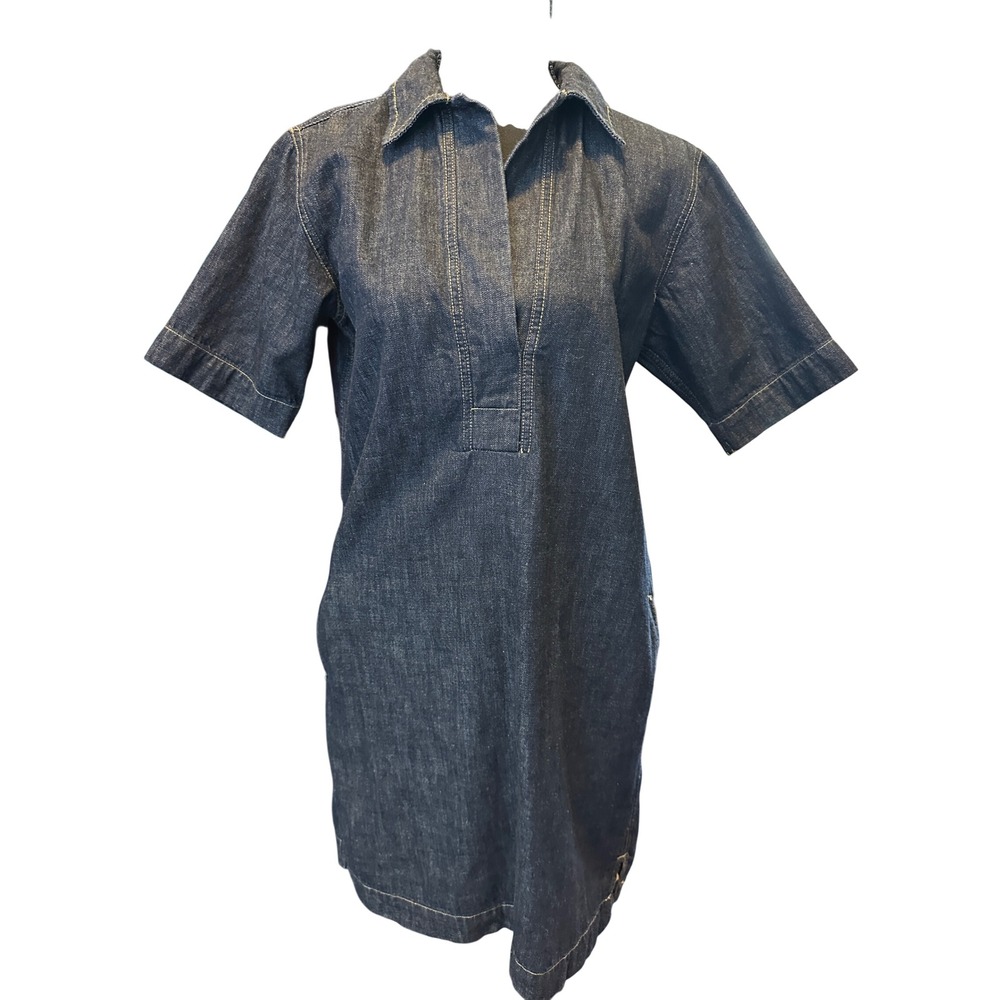Lauren Ralph Lauren Denim Shift Dress  Dark Wash V-Neck Short Sleeve S